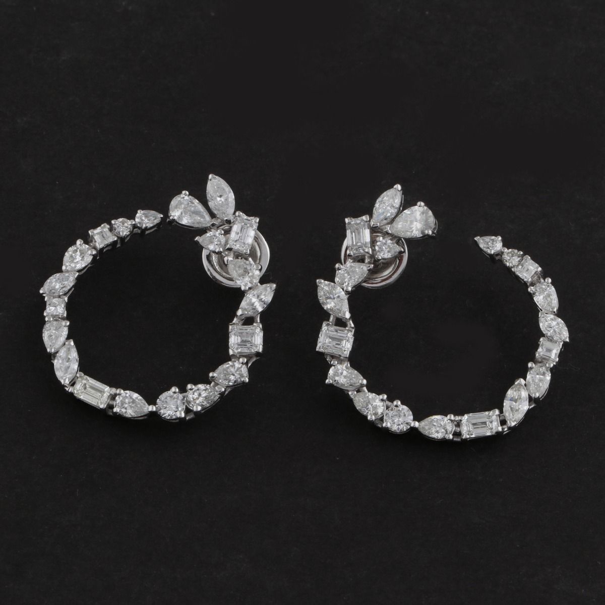 3.95 TCW Solid 18 Kt White Gold SI Clarity HI Color Diamond Designer Handmade Earrings