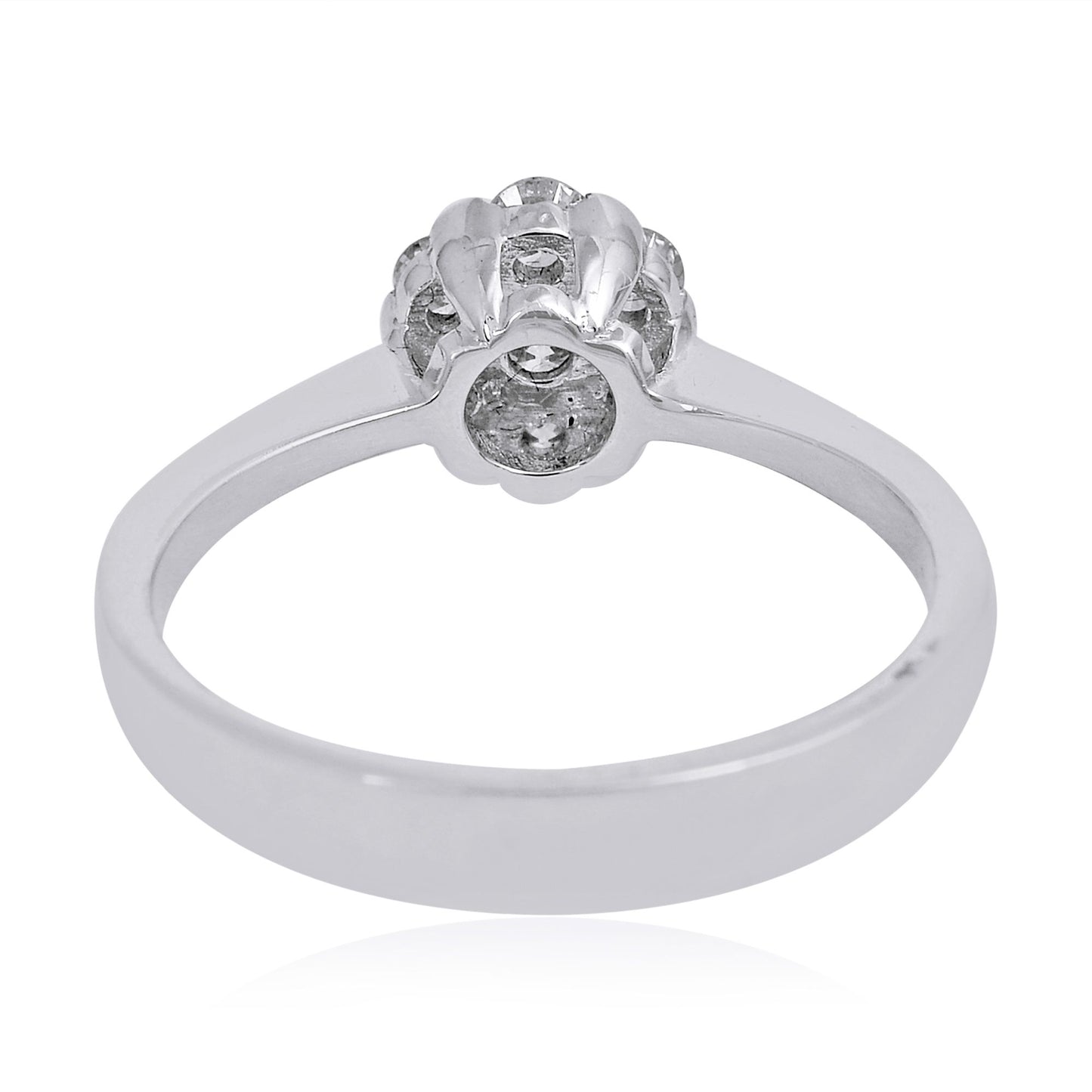 0.55 TCW Solid 18 Kt White Gold SI Clarity HI Color Diamond Promise Halo Engagement Ring