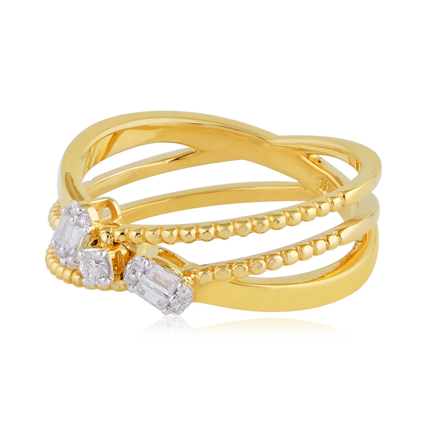 0.2 TCW Solid 18Kt Yellow Gold SI Clarity HI Color Diamond Promise Ring