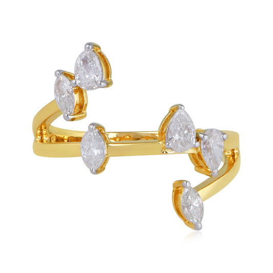 0.65 TCW Solid 18Kt Yellow Gold Marquise Shaped SI Clarity HI Color Diamond Proposal Ring