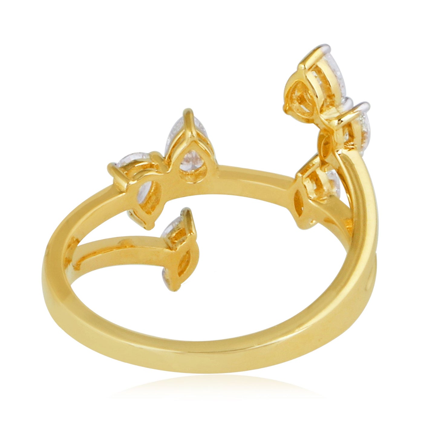 0.65 TCW Solid 18Kt Yellow Gold Marquise Shaped SI Clarity HI Color Diamond Proposal Ring