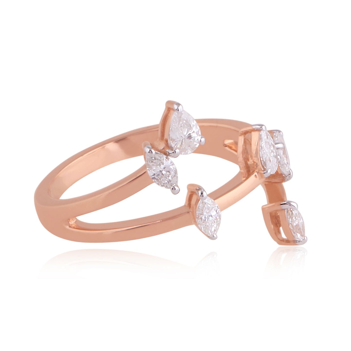 0.6 TCW Solid 18Kt Rose Gold SI Clarity HI Color Diamond Proposal Ring