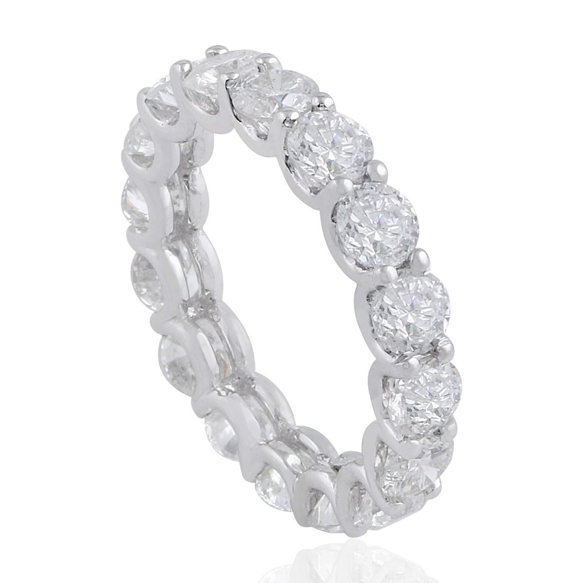 Solid 18 Kt White Gold Round Shaped SI Clarity HI Color Diamond Eternity Ring