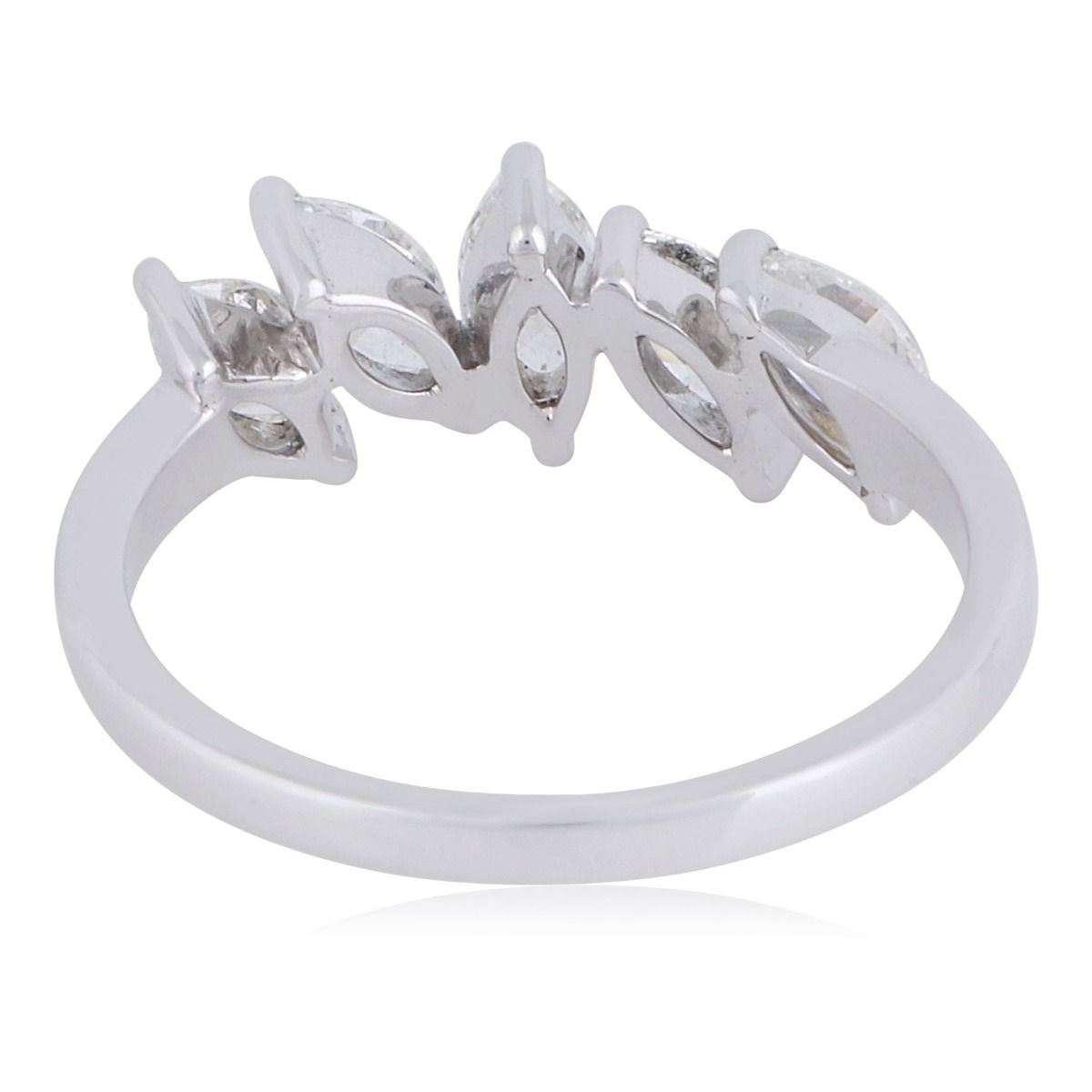 Marquise Shaped SI/HI Diamond Solid 18 Kt White Gold Promise Ring