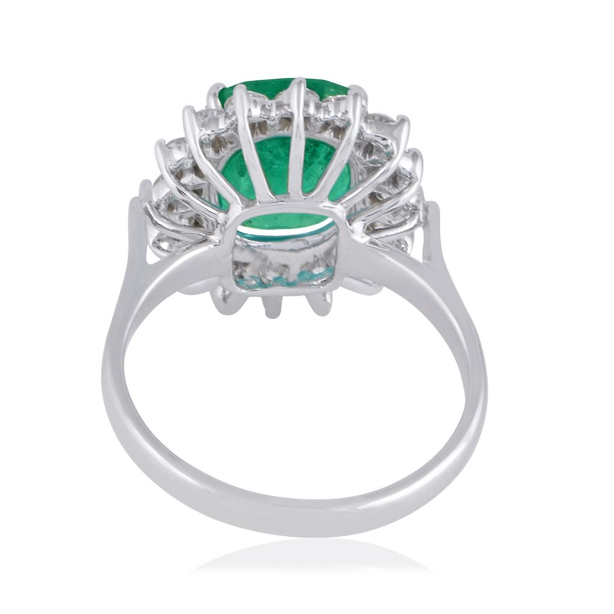 Genuine Emerald Solid 18 Kt White Gold SI Clarity HI Color Round Diamond Promise Ring