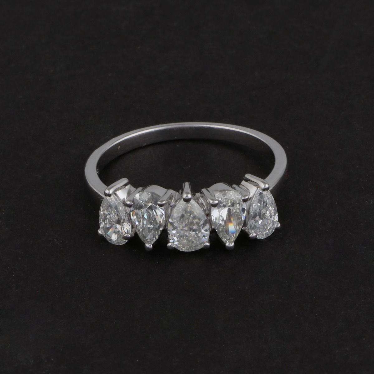 Pear Shaped 1.25 TCW SI/HI Diamond Solid 18 Kt White Gold Promise Ring