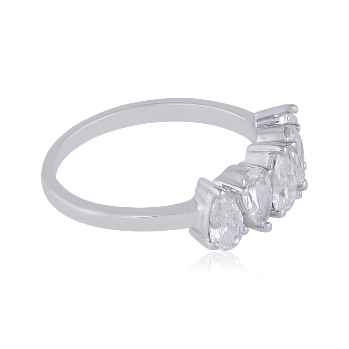 Pear Shaped 1.25 TCW SI/HI Diamond Solid 18 Kt White Gold Promise Ring