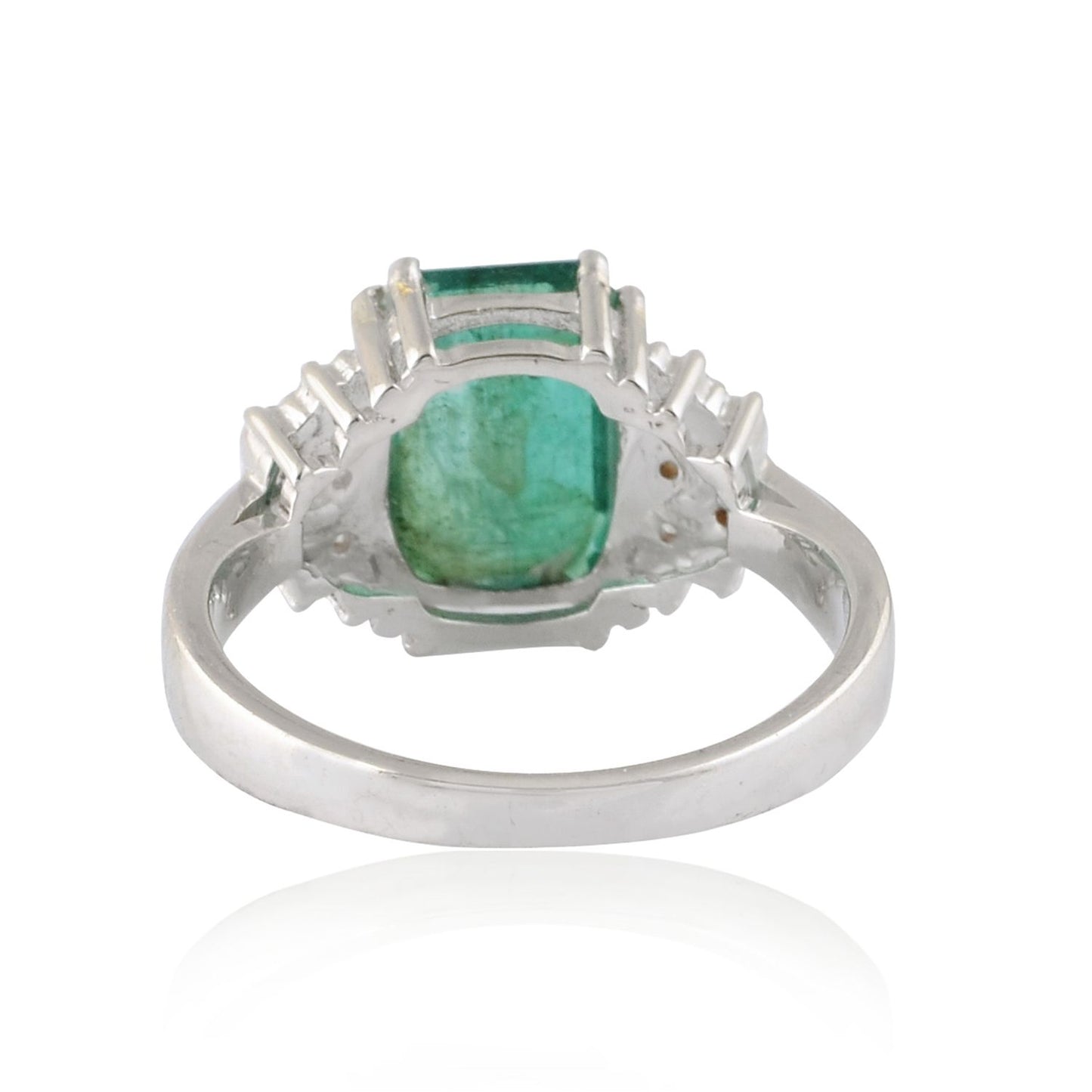 Solid 18Kt White Gold SI Clarity HI Color Diamond Emerald Gemstone Ring Gold Products Online