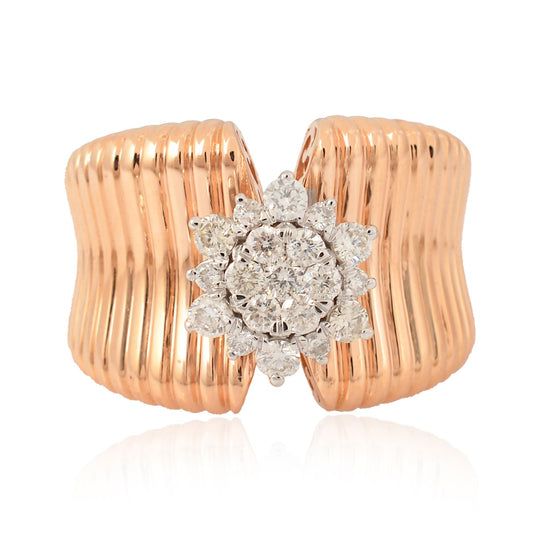 0.7 TCW Solid 18Kt Rose Gold SI Clarity HI Color Diamond Designer Ring Online Shopping