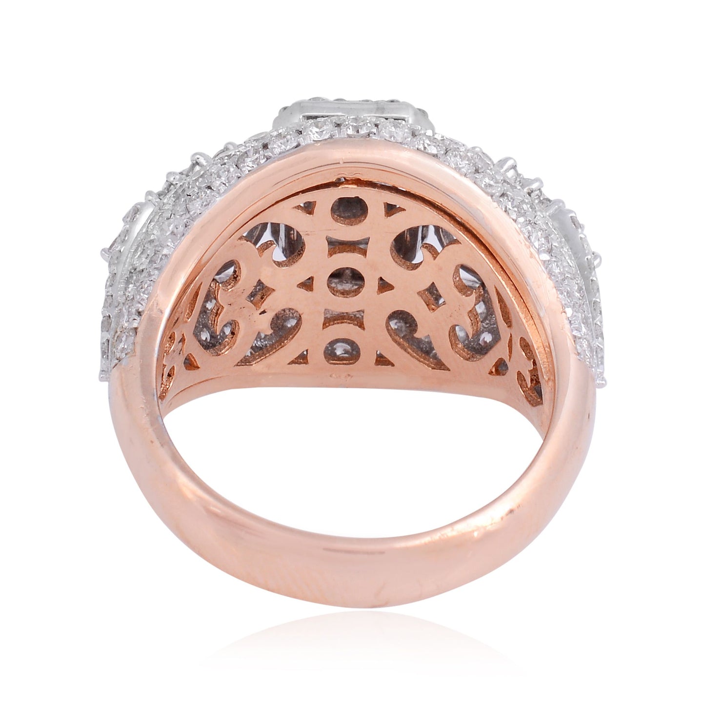 2.4 TCW Solid 18Kt Rose Gold SI Clarity HI Color Diamond Cluster Dome Ring