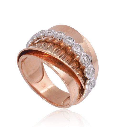 0.6 TCW Solid 18Kt Rose Gold SI Clarity HI Color Diamond Designer Ring