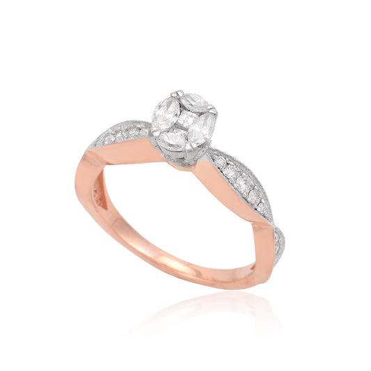 Natural 0.75 Ct. Marquise Diamond Ring 18k Rose Gold Handmade Fashion Jewelry