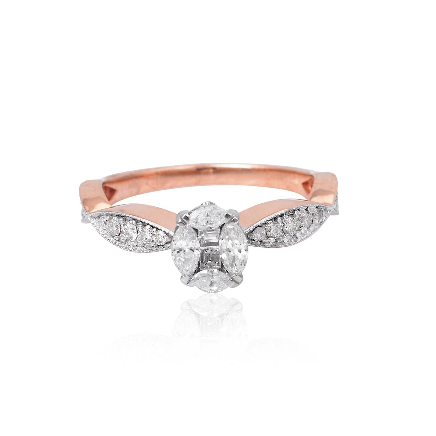 Natural 0.75 Ct. Marquise Diamond Ring 18k Rose Gold Handmade Fashion Jewelry