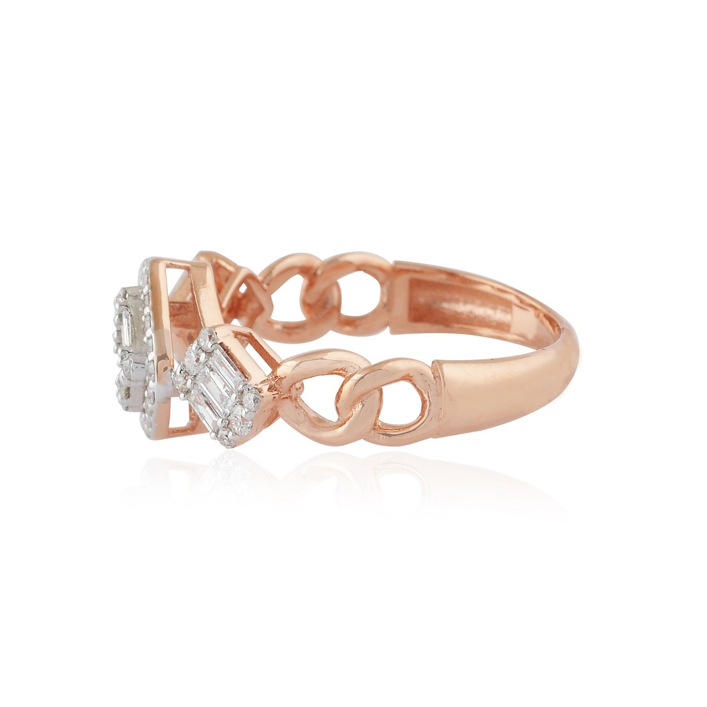 Natural 0.65 Ct. Baguette Diamond Promise Ring 18k Rose Gold Handmade Jewelry