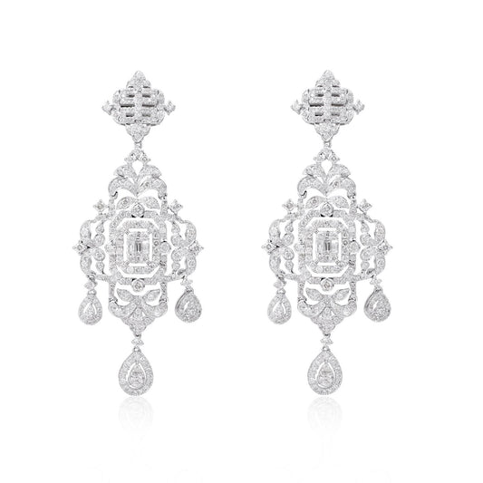 3.65 TCW Solid 10Kt White Gold SI Clarity HI Color Diamond Chandelier Earrings Spectrum Jewelry Shop