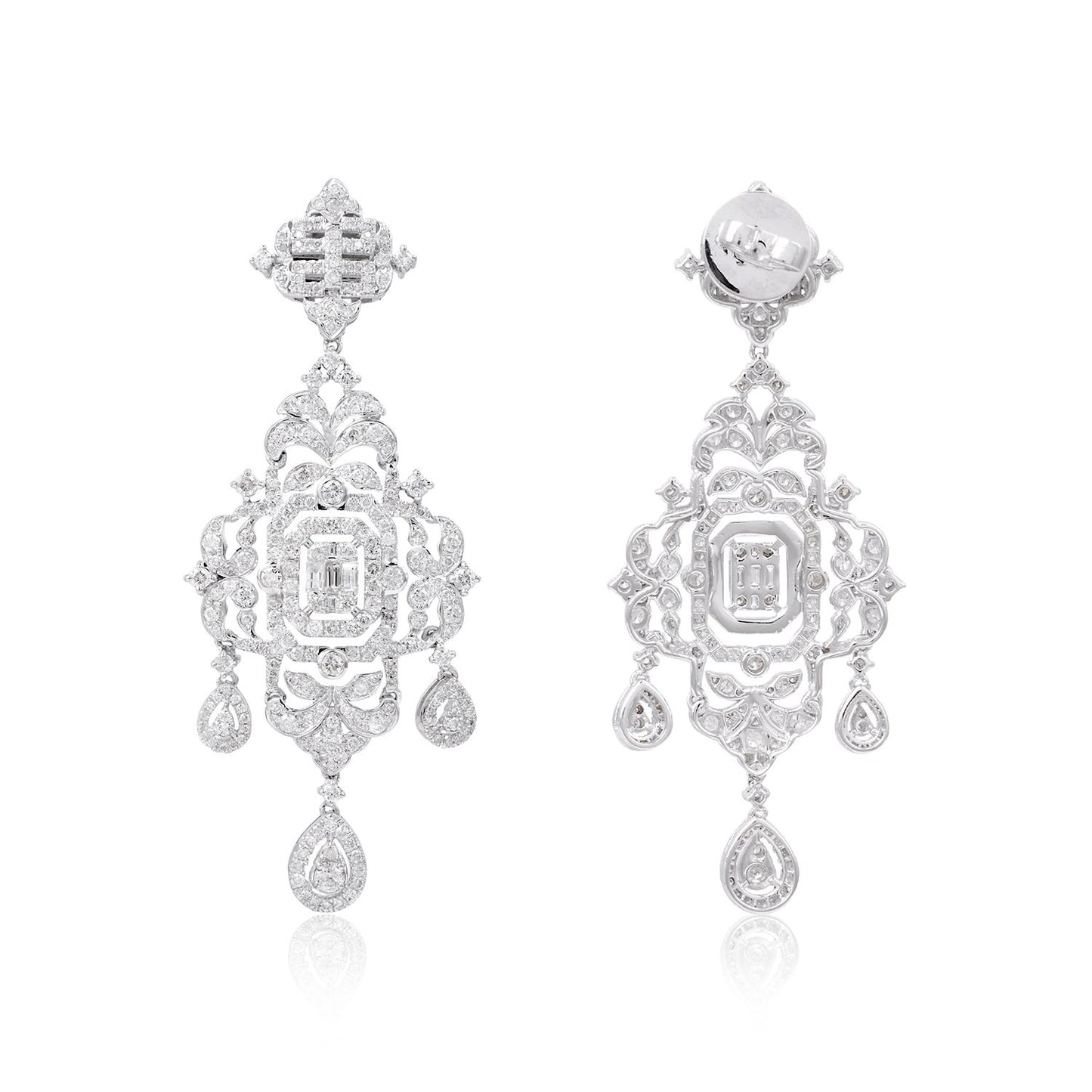 3.65 TCW Solid 10Kt White Gold SI Clarity HI Color Diamond Chandelier Earrings Spectrum Jewelry Shop