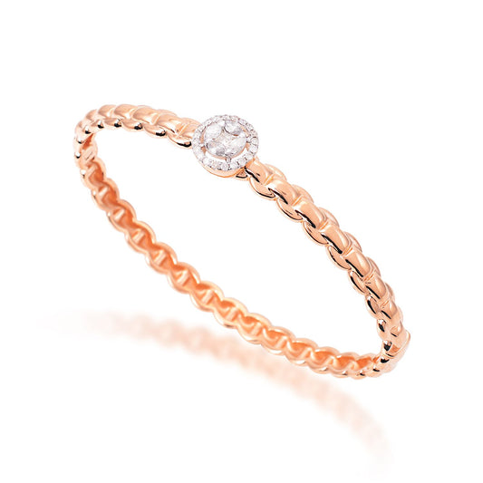 0.60 Ct SI/HI Marquise Diamond Bangle Bracelet 18k Rose Gold Handmade Jewelry