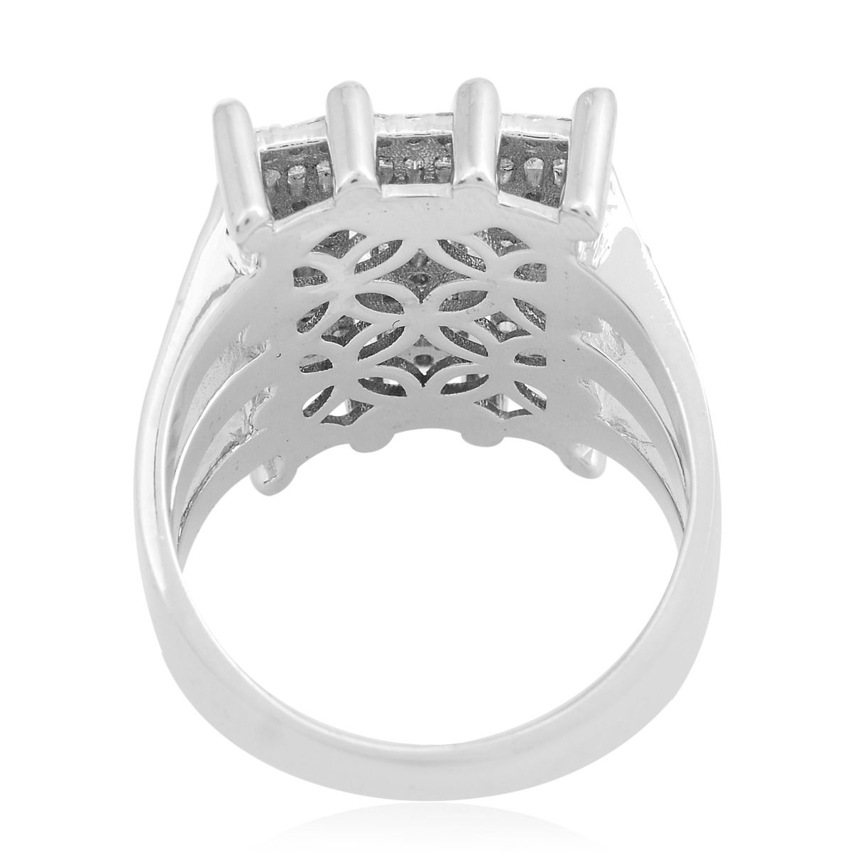 18k Solid White Gold Baguette Diamond Band Ring