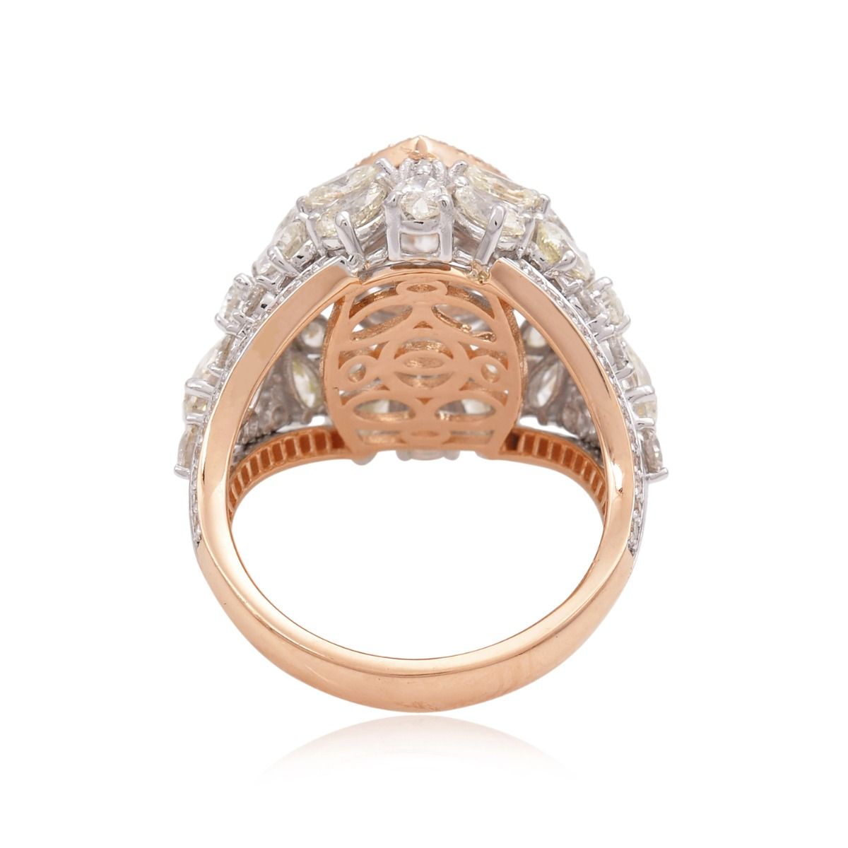 Natural Marquise & Pear Diamond Solid 18 Kt Rose Gold Ring