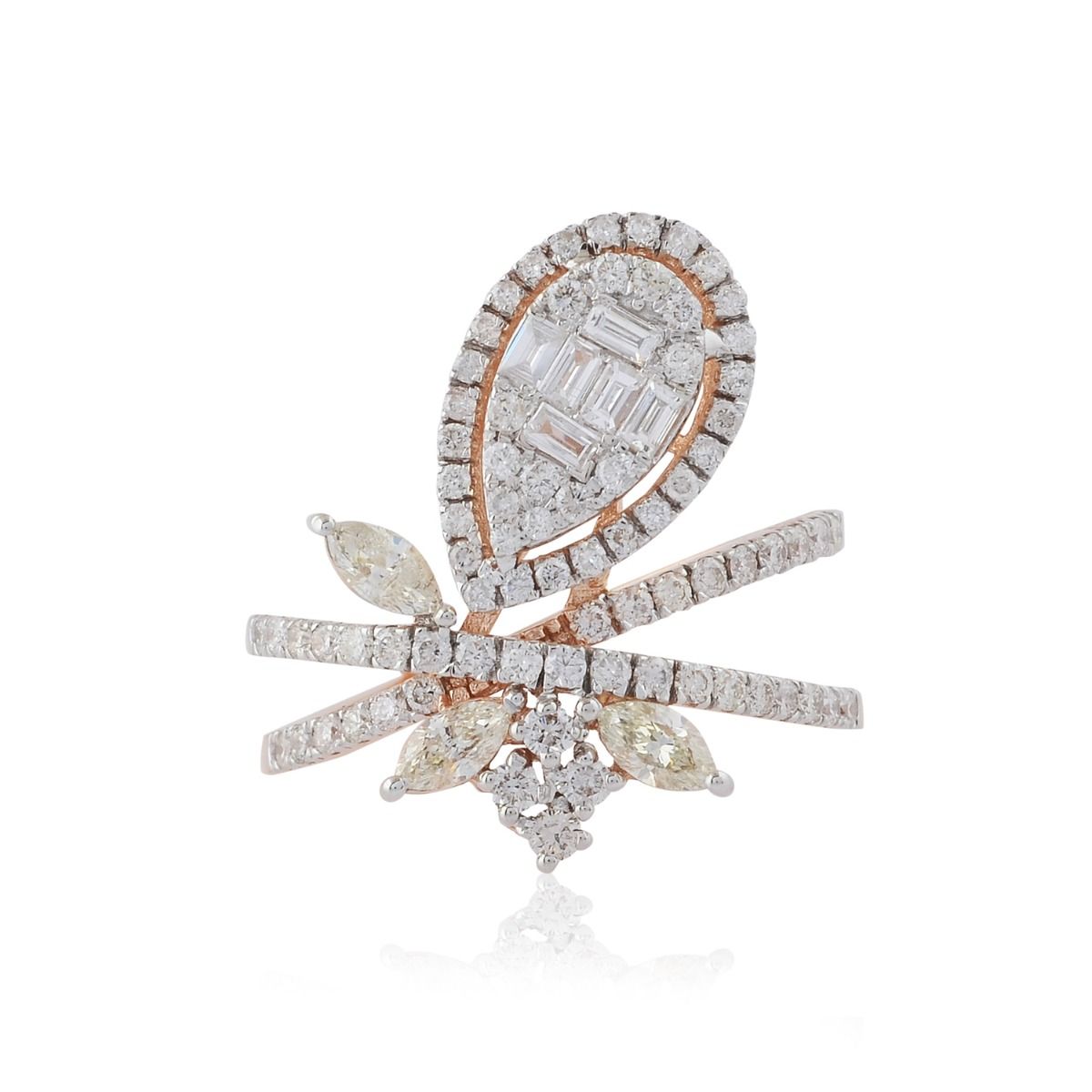 18k Rose Gold 1.45 TCW Baguette & Marquise Diamond Ring