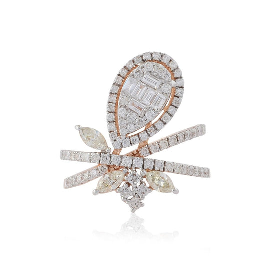 18k Rose Gold 1.45 TCW Baguette & Marquise Diamond Ring