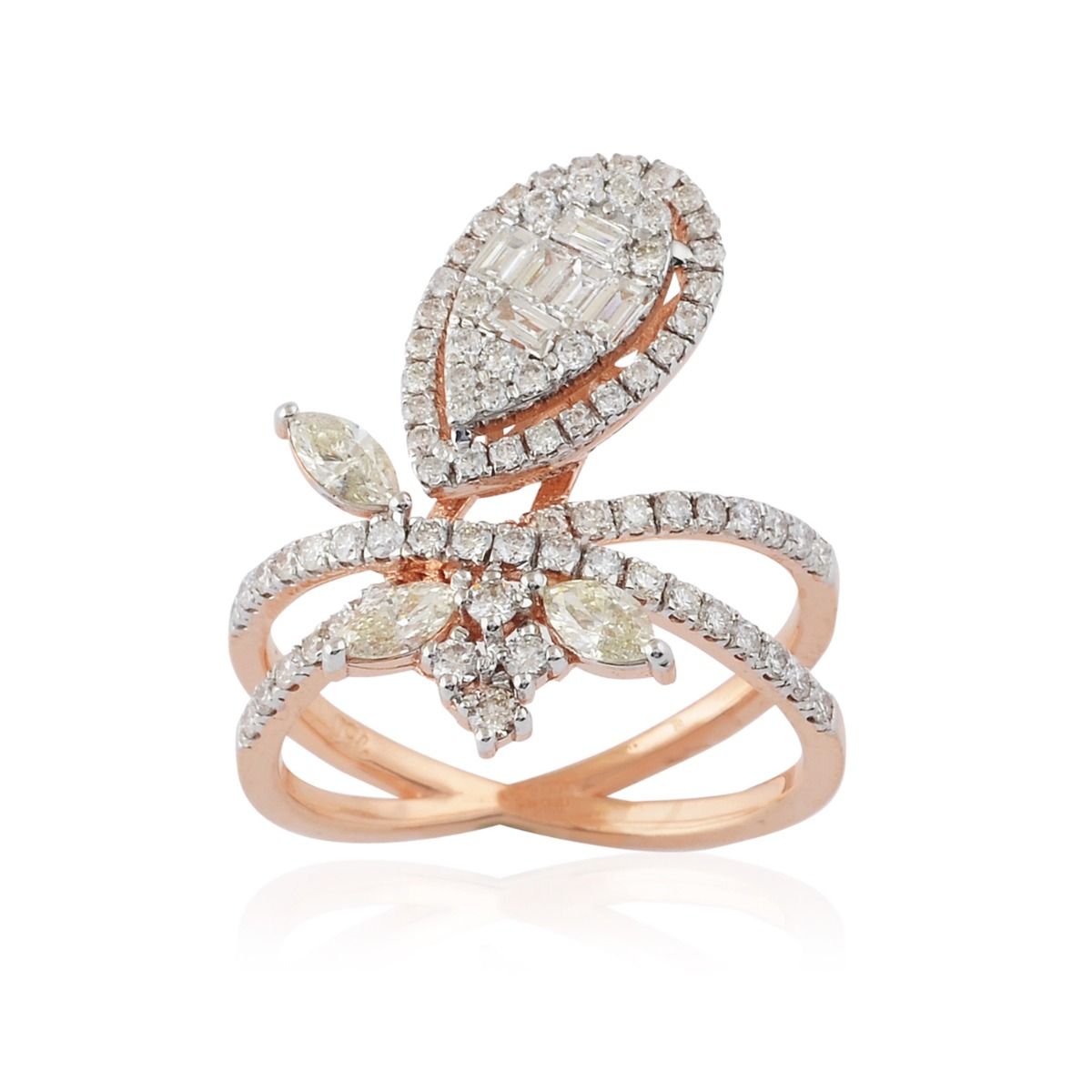 18k Rose Gold 1.45 TCW Baguette & Marquise Diamond Ring