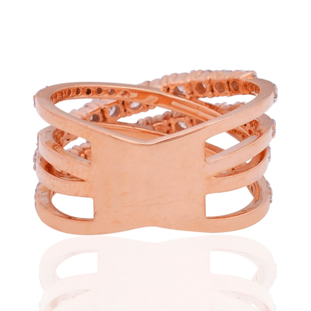 1.20 TCW Diamond 18 Kt Rose Gold High Way Ring