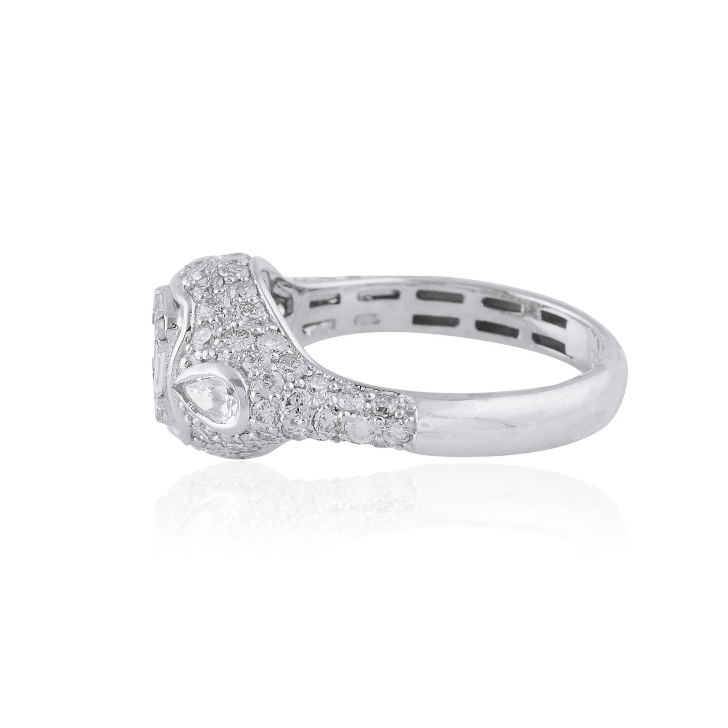 1.8 TCW Solid 18 Kt White Gold Baguette SI Clarity HI Color Diamond Promise Ring