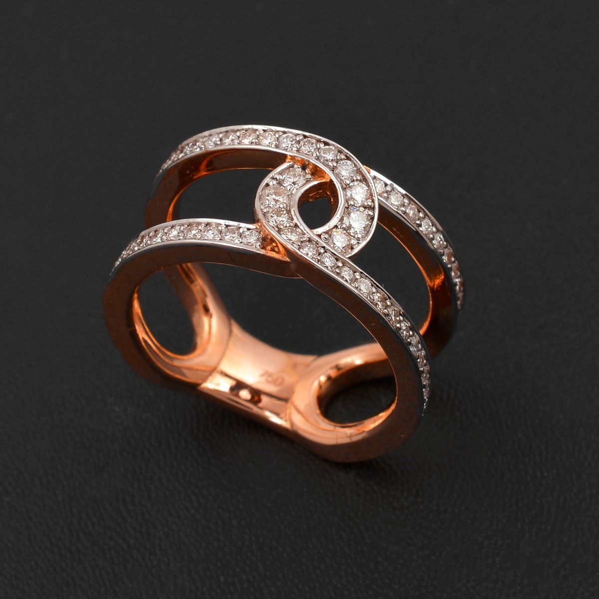 18 Kt Rose Gold HI Color SI Clarity Diamond Band Ring