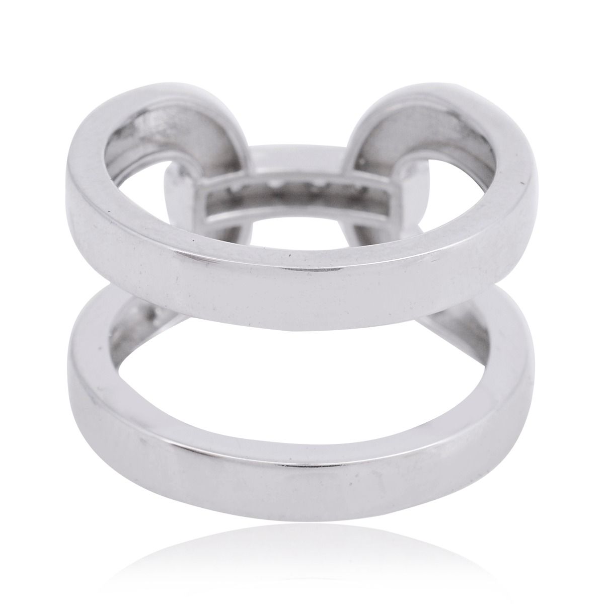 HI Color SI Clarity Diamond 18k White Gold Double Shank Band Ring