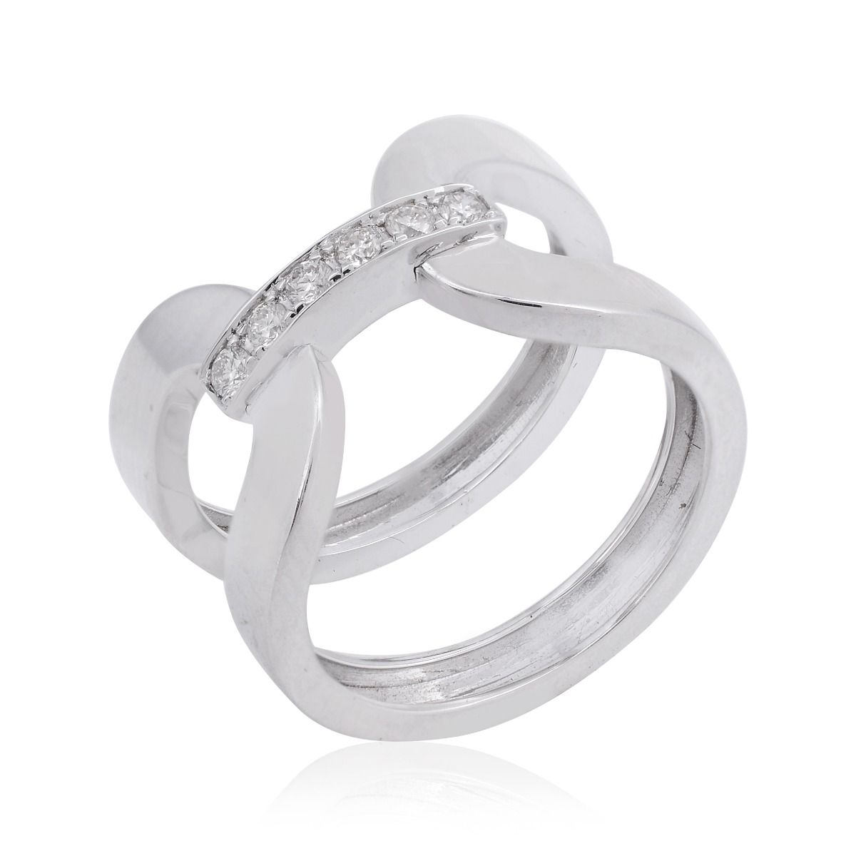 HI Color SI Clarity Diamond 18k White Gold Double Shank Band Ring