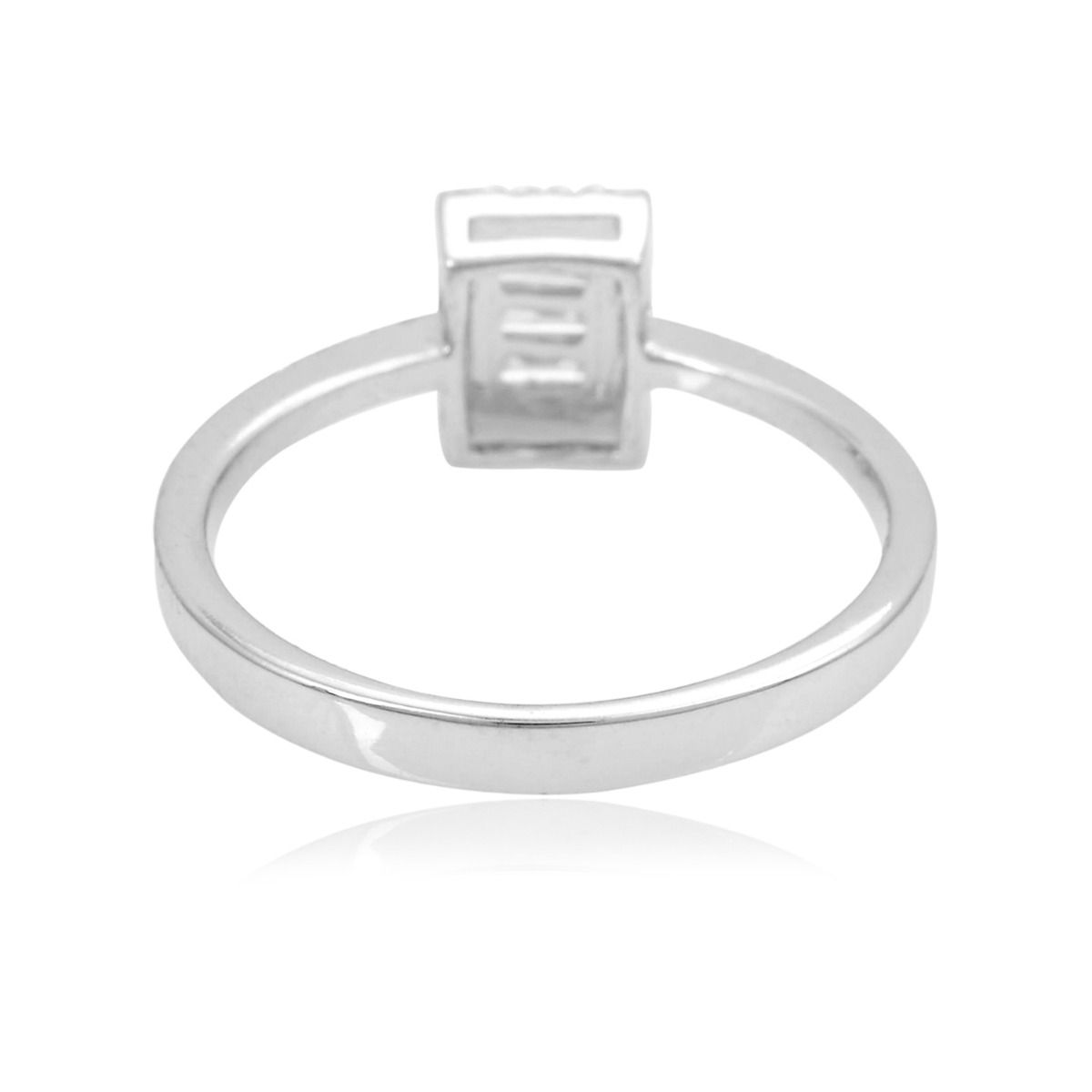 0.35 TCW Baguette Pave Diamond 18k White Gold Band Ring