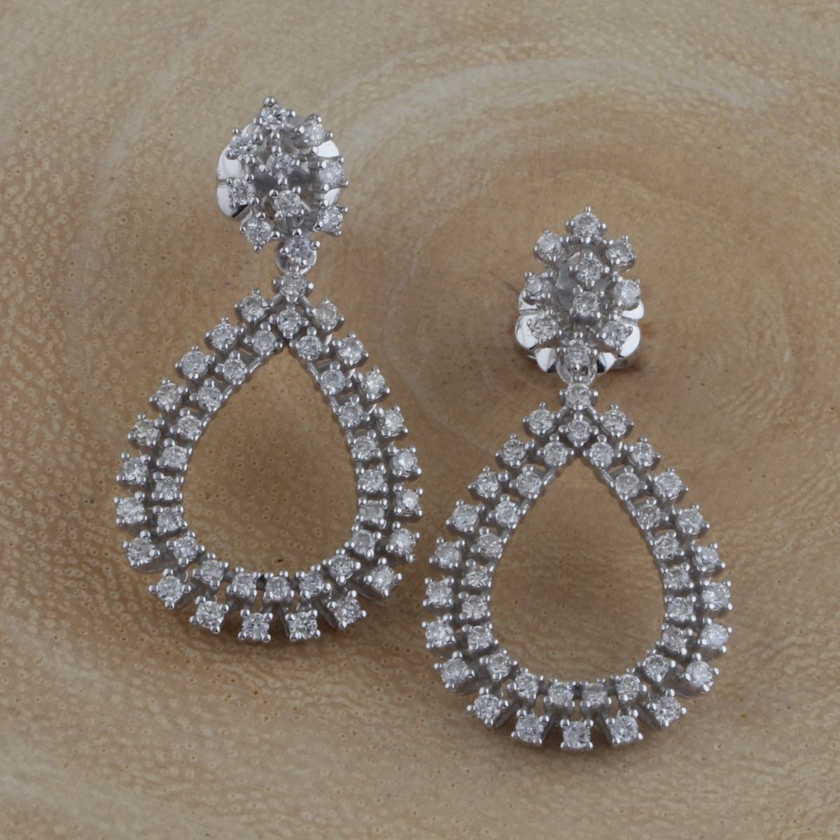 1.1 TCW Solid 14 Kt White Gold SI Clarity HI Color Diamond Fine Dangle Earrings