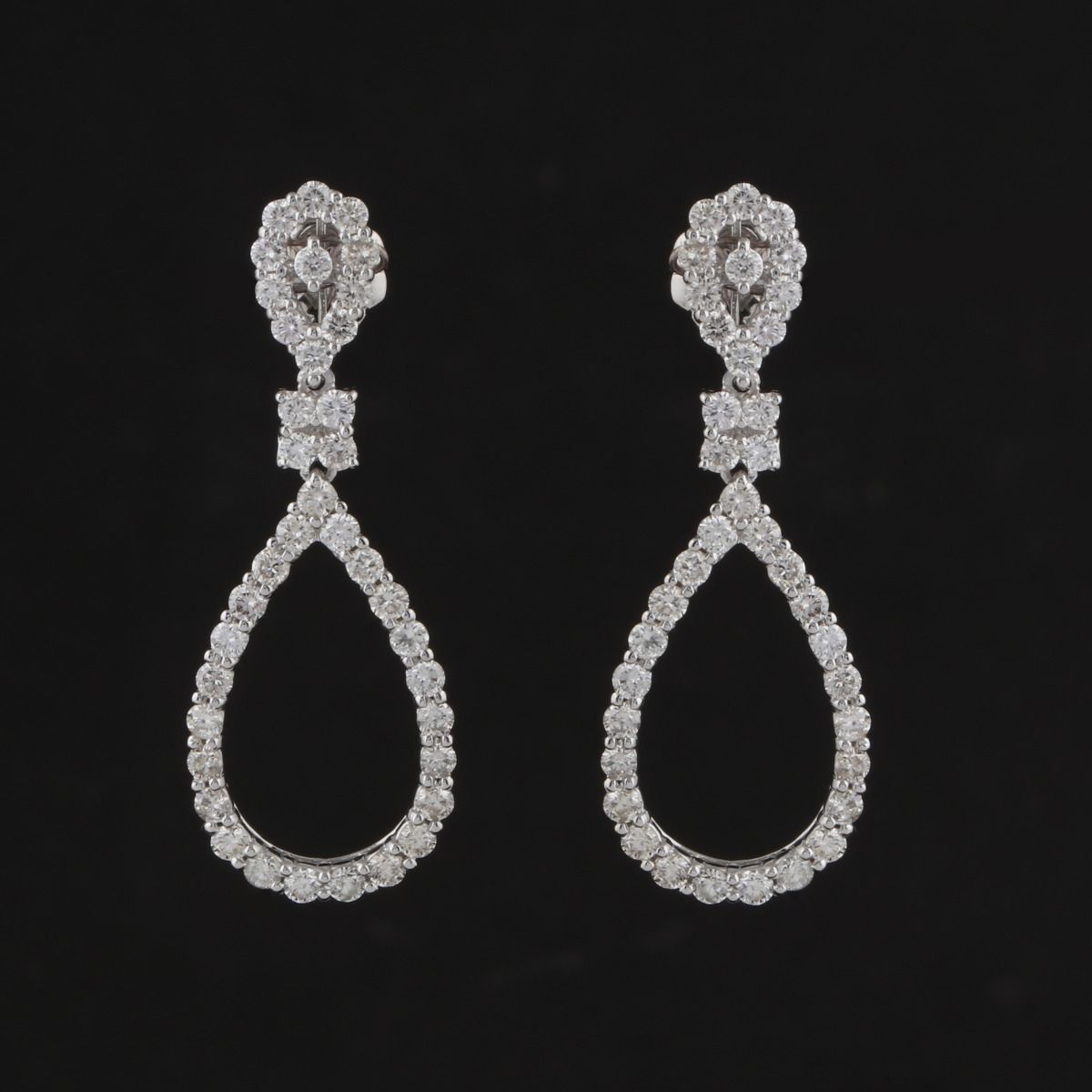 2.3 TCW Solid 14 Kt White Gold SI Clarity HI Color Diamond Handmade Dangle Earrings