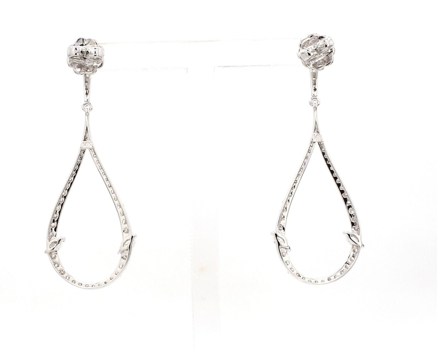 1.2 TCW Solid 14 Kt White Gold SI Clarity HI Color Pave Diamond Handmade Drop Dangle Earrings