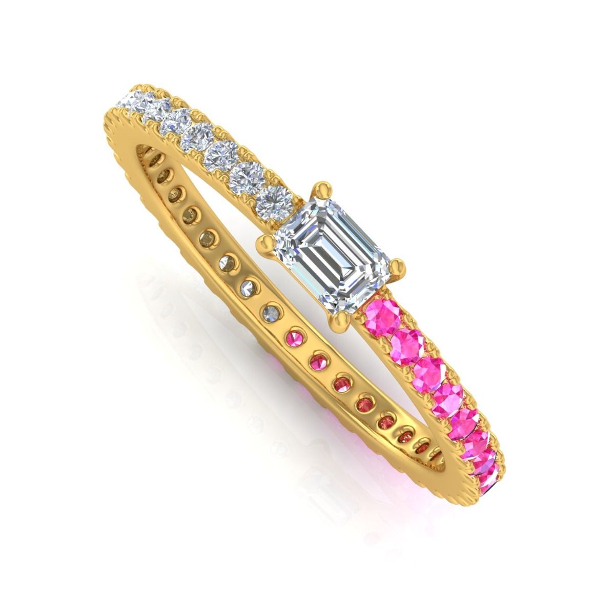 0.50 Ct. SI Clarity HI Color Baguette Diamond Band Ring Ruby 14 Kt Gold NEW