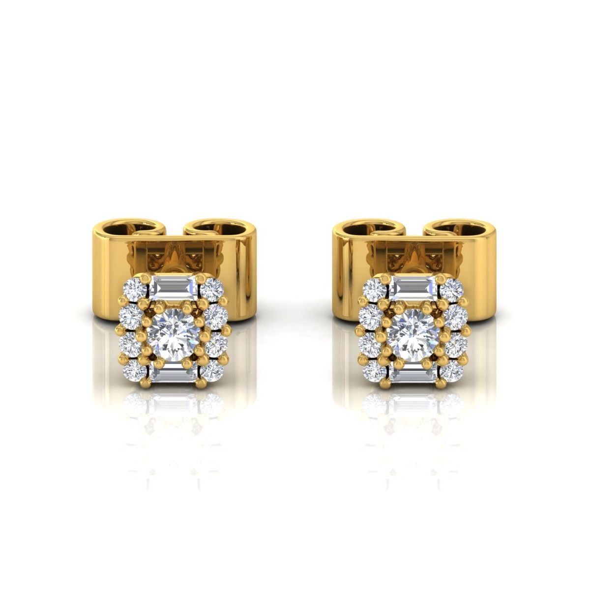 Solid 14 Kt Gold 0.25 TCW SI Clarity HI Color Diamond Fine Stud Earrings