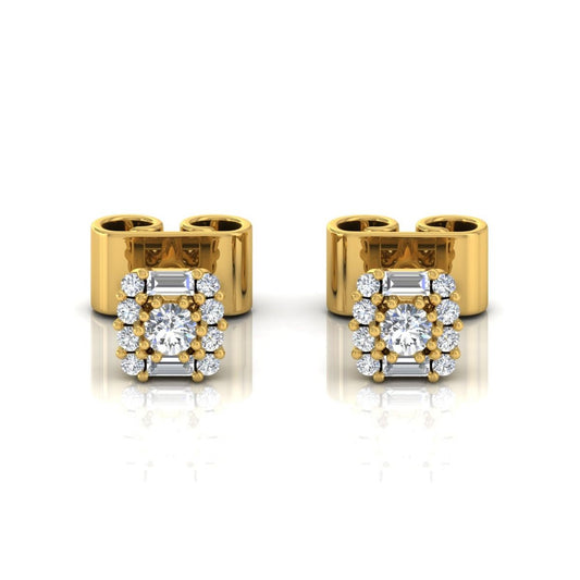 Solid 14 Kt Gold 0.25 TCW SI Clarity HI Color Diamond Fine Stud Earrings