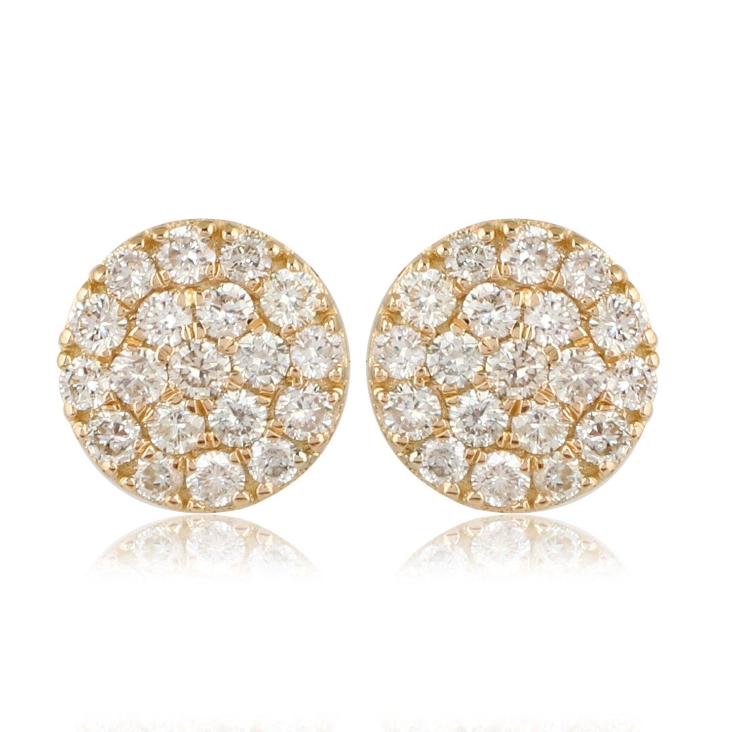 1.15 TCW Solid 14 Kt Yellow Gold SI Clarity HI Color Diamond Handmade Pave Earrings