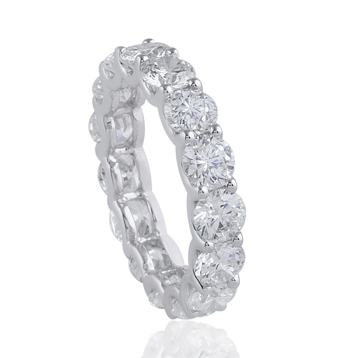 5.04 TCW Solid 14 Kt White Gold SI Clarity HI Color Diamond Promise Eternity Ring