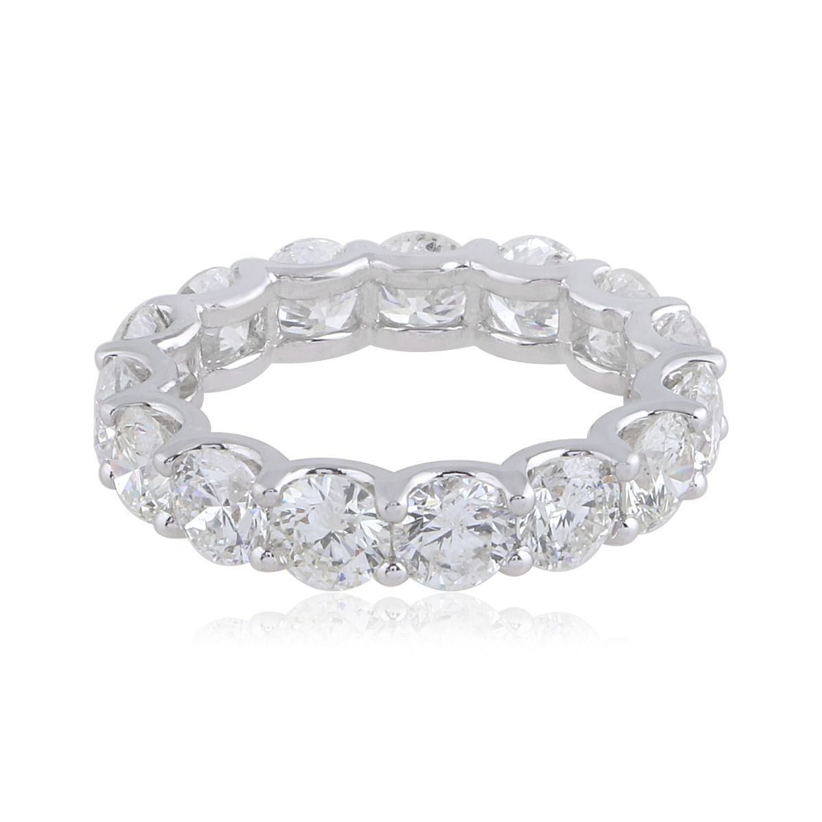 5.04 TCW Solid 14 Kt White Gold SI Clarity HI Color Diamond Promise Eternity Ring