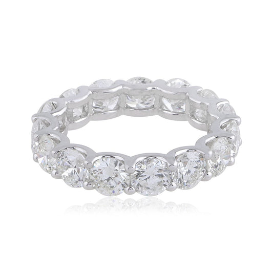 5.04 TCW Solid 14 Kt White Gold SI Clarity HI Color Diamond Promise Eternity Ring