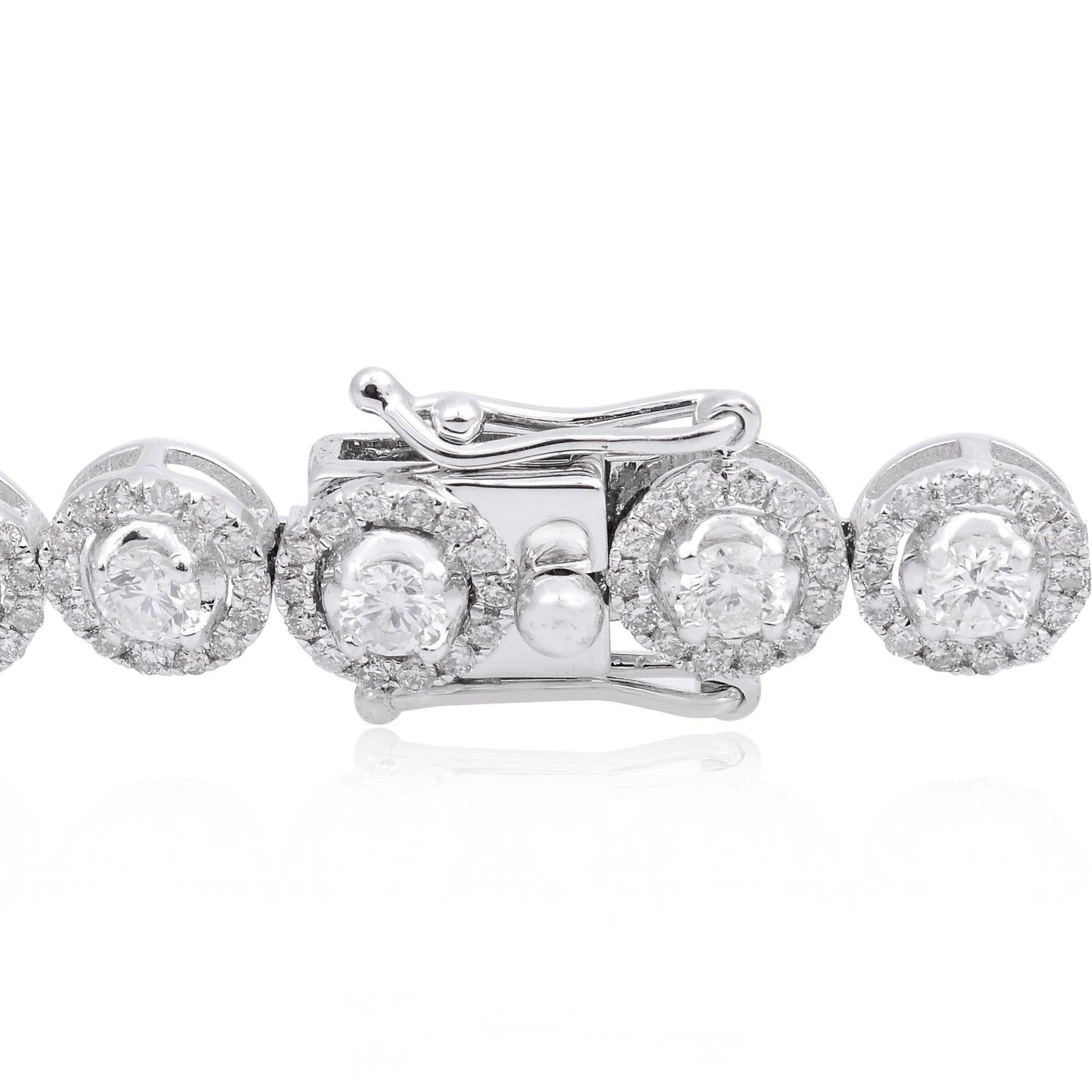 5.3 TCW Solid 14 Kt White Gold SI Clarity HI Color Diamond Dainty Ball Shaped Bracelet