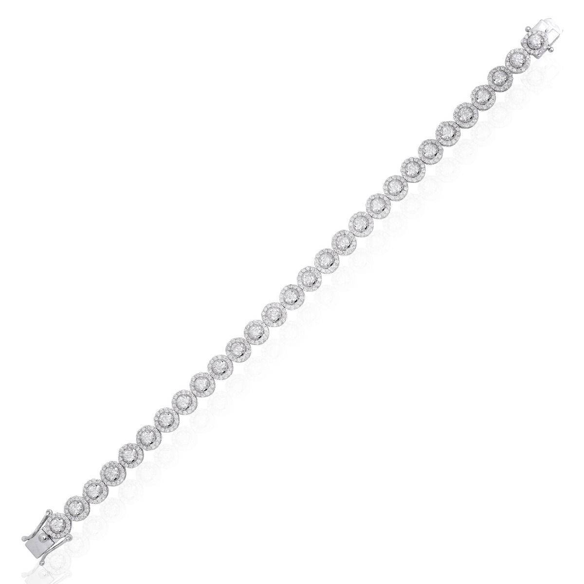 5.3 TCW Solid 14 Kt White Gold SI Clarity HI Color Diamond Dainty Ball Shaped Bracelet