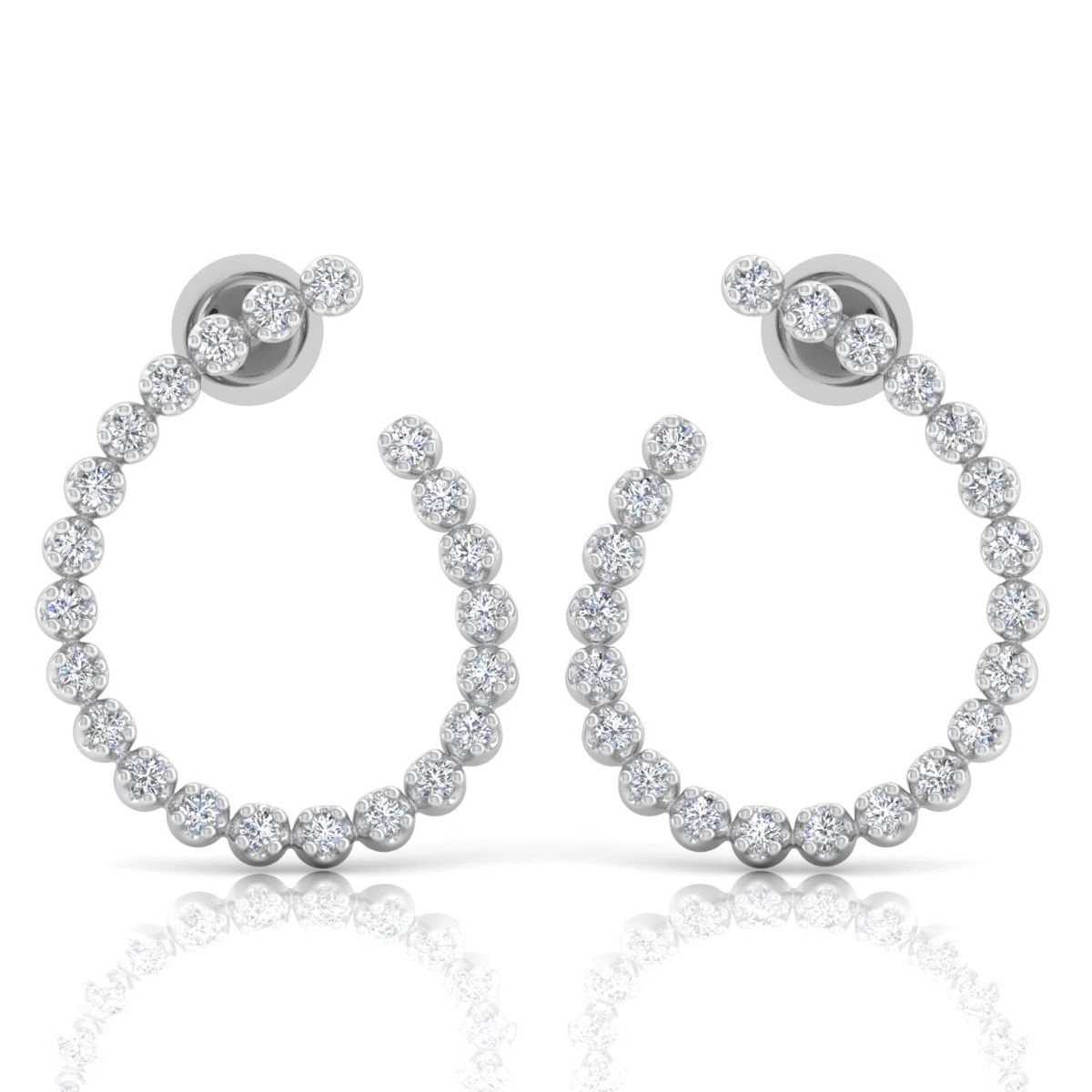 Crescent Moon Shaped 1.25 TCW Solid 14Kt White Gold SI Clarity HI Color Diamond Handmade Earrings