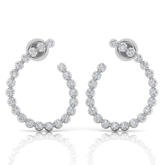 Crescent Moon Shaped 1.25 TCW Solid 14Kt White Gold SI Clarity HI Color Diamond Handmade Earrings