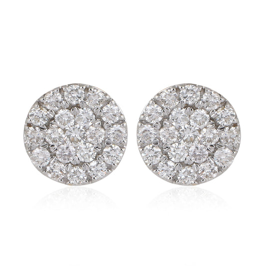 1.15 TCW Solid 14Kt White Gold SI Clarity HI Color Diamond Round Stud Earrings Jewelry