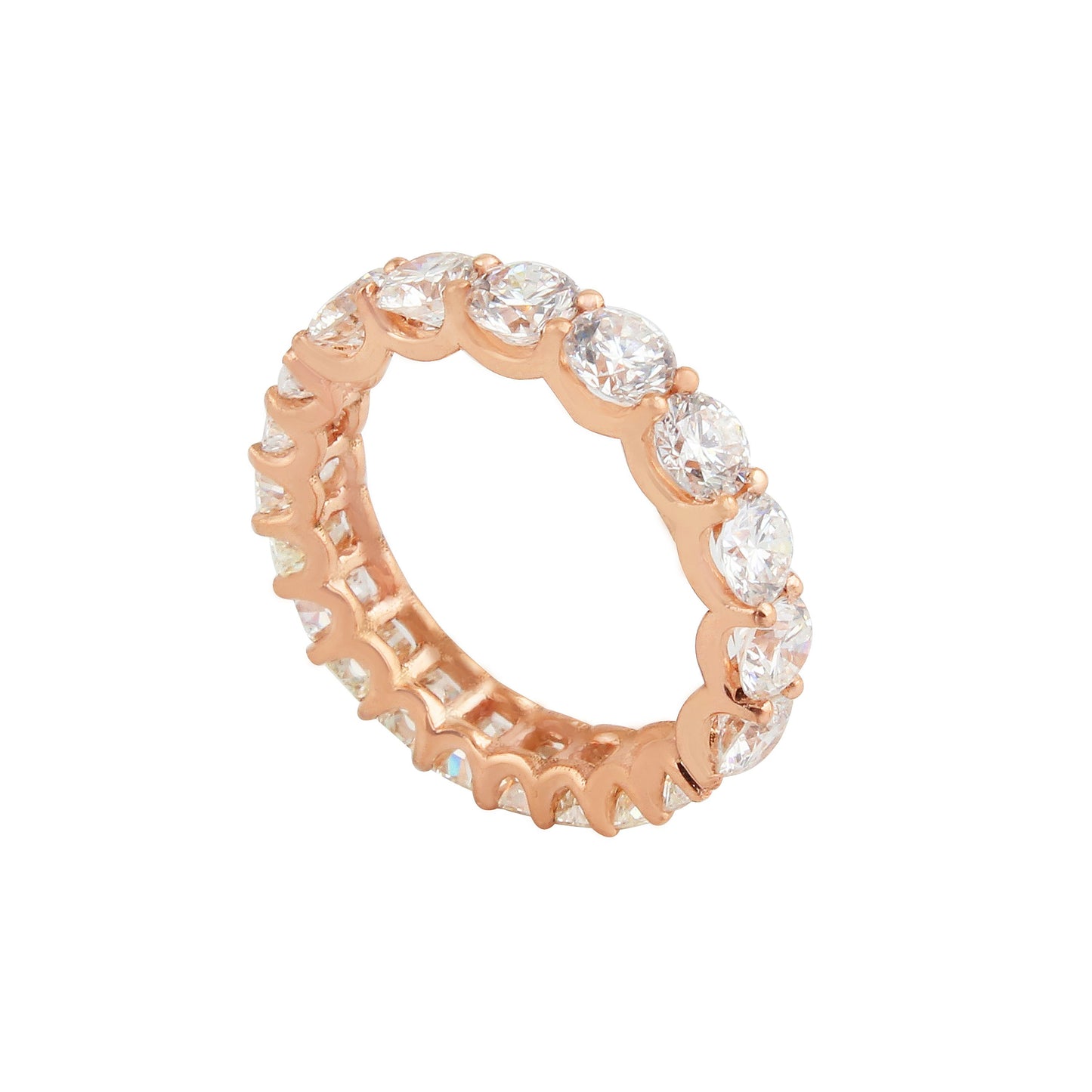 3.35 TCW Round Diamond Solid 14 Kt Rose Gold SI Clarity HI Color Diamond Eternity Promise Ring