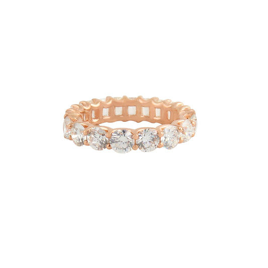 3.35 TCW Round Diamond Solid 14 Kt Rose Gold SI Clarity HI Color Diamond Eternity Promise Ring