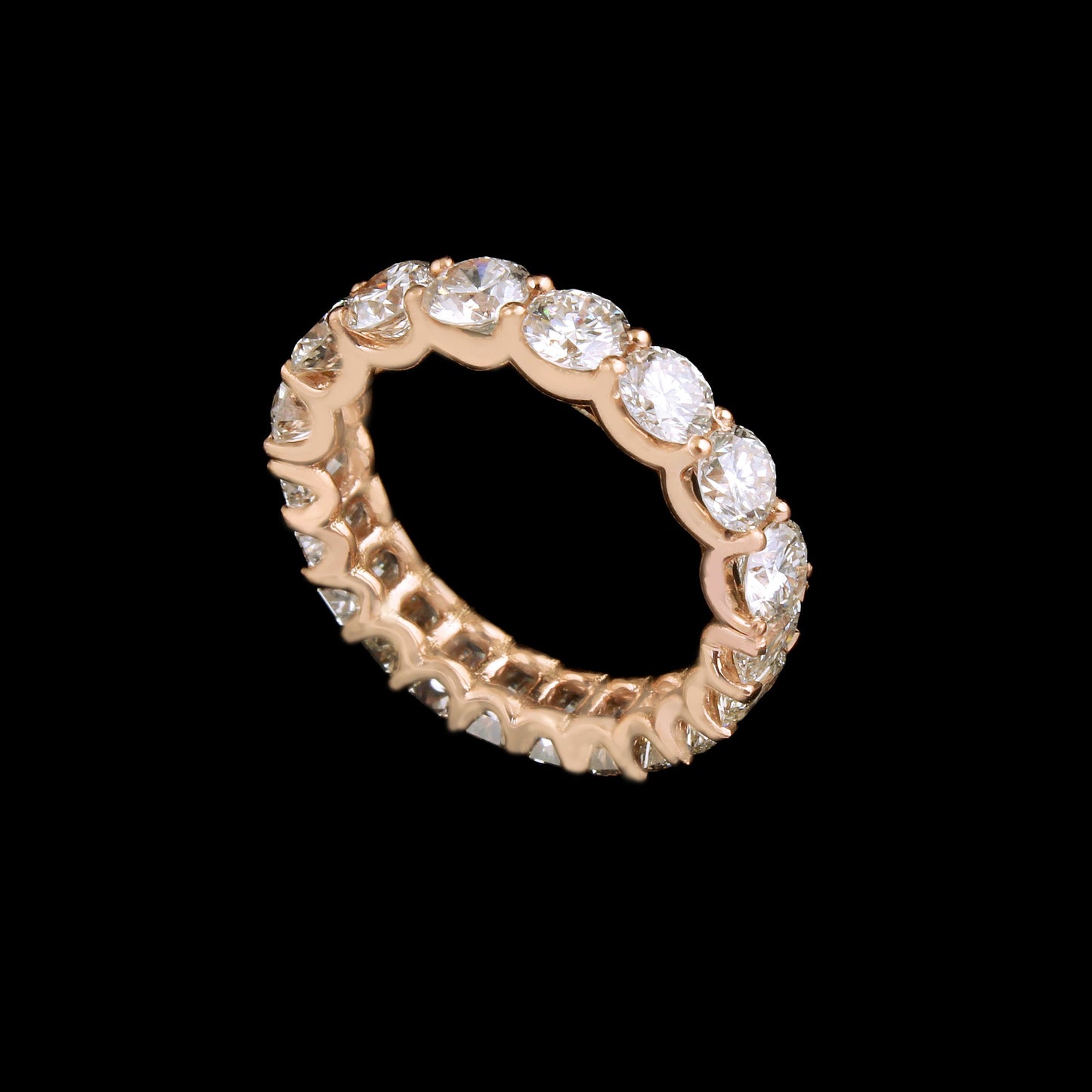 3.35 TCW Round Diamond Solid 14 Kt Rose Gold SI Clarity HI Color Diamond Eternity Promise Ring